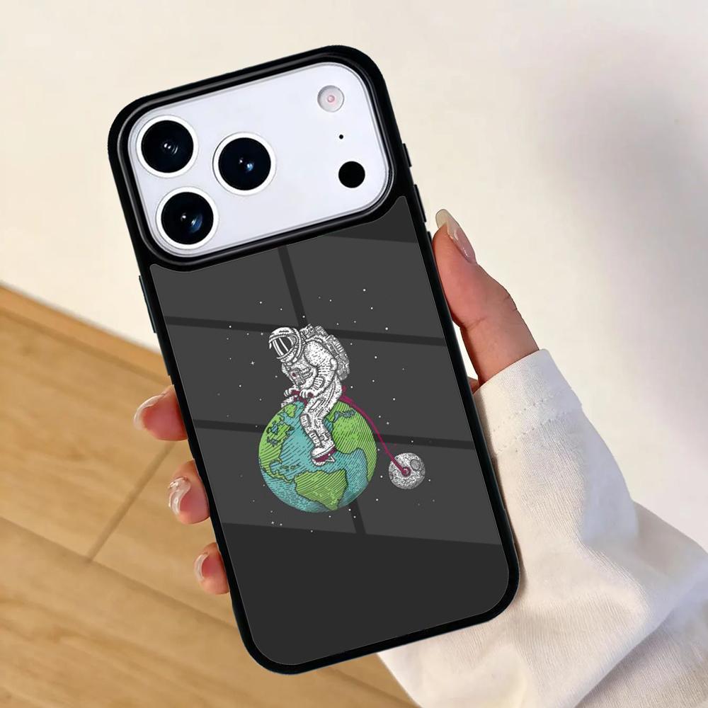 Starry Space Moon Astronaut Aesthetic Phone Case For Apple iPhone 17 Air 16 Pro Max 15 Pro Max 14 13 12 11 Mini Back Cover