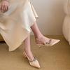 Fashion New Style Women' French Fashion Temperament Pointy Rhinester After Empty Sandals Women Side Air Stiletto Heels Zapatos Mujer