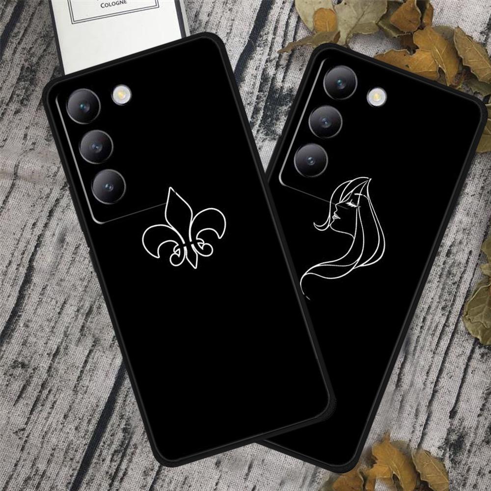 Capa de Celular Macia TPU Preta Vivo V40 SE - Design de Linha Simples