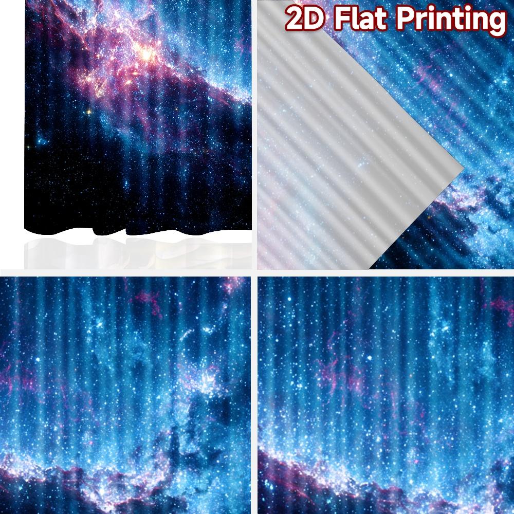 2D Flachdruck 2 Stück Fenstervorhänge Tiefraum Sterne Nebel Digital Bedruckte Polyester Vorhänge Festliche Wanddekoration für Wohnkultur
