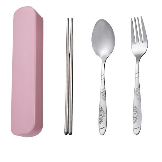Tableware Stainless Cutlery Fork Steel Travel Camping with Spoon Chopstick Box