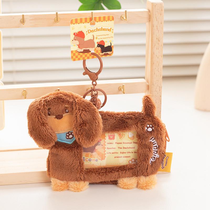 Plush Dog Sausage Toy Keychain Bag Pendant Sausage Dog Coin Purse Accessory