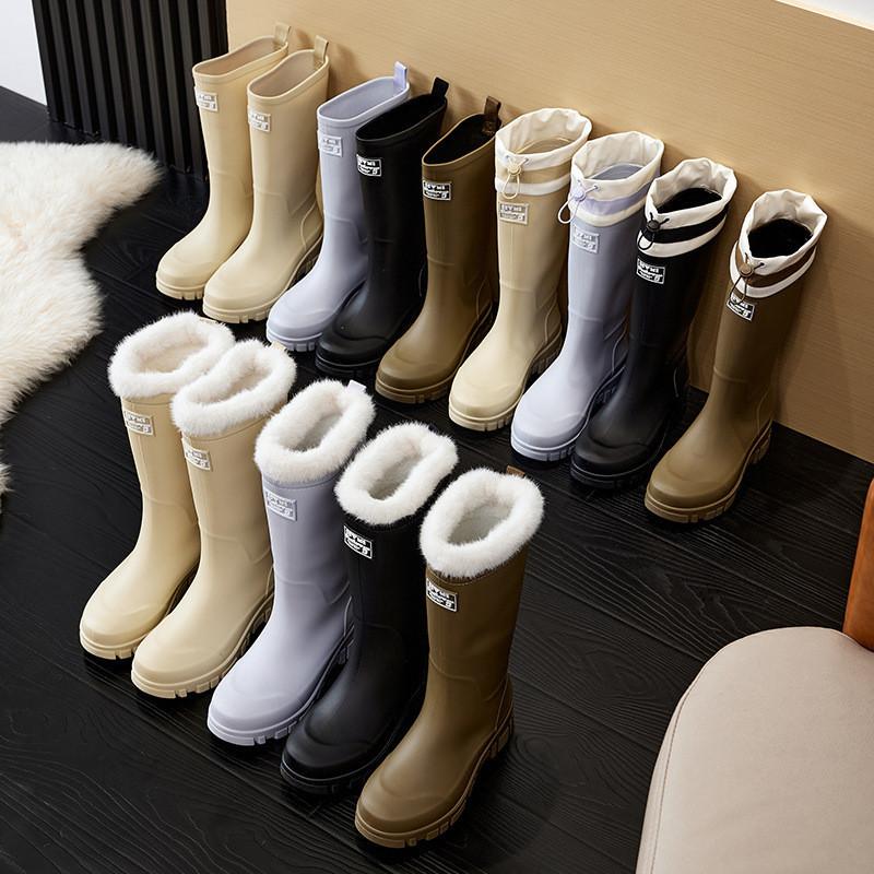 Korean Version Versatile Tall Rain Boots Women's Waterproof and Non-slip Water Boots Wear-resistant Outer Wear Rubber Shoes Kitchen Work Sleeve Women'