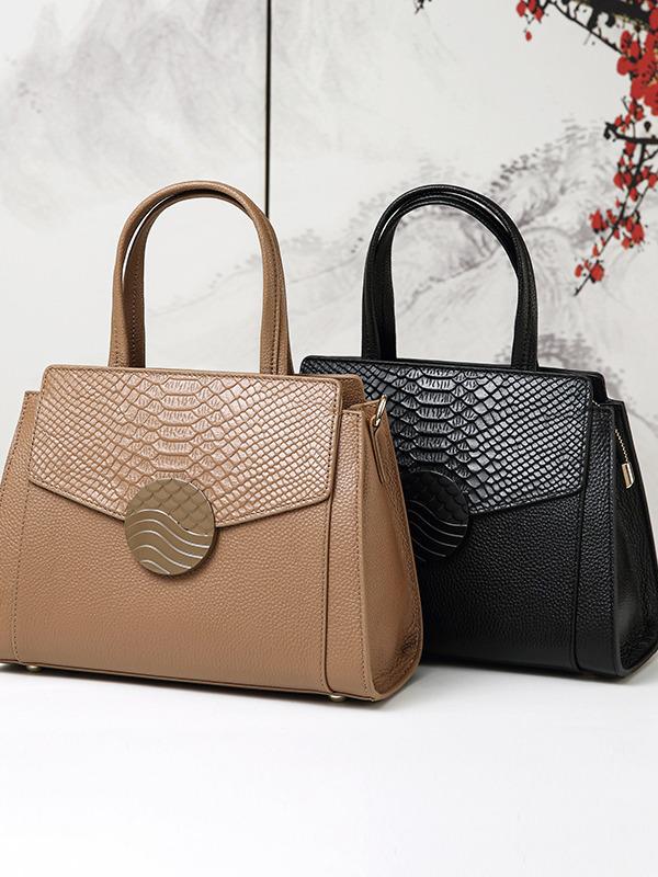 Genuine Leather Women's Large Capacity Summer Handbag - Fashionable Crossbody & Shoulder Bag for Commuting 2025