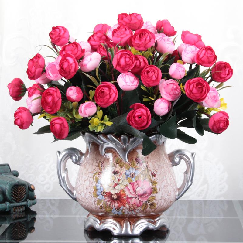 European Retro Silk Rose Flower Decor – Ideal for Living Room, Dining Table, Coffee Table, or Bedroom. Perfect As Dried Flower Ornaments.