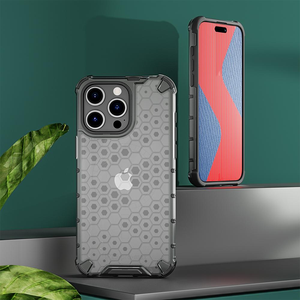 KEYSION Stoßfeste Rüstungshülle für iPhone 15 Pro 15 Ultra Silikon + PC Honeycomb Phone Back Cover für iPhone 15 Plus