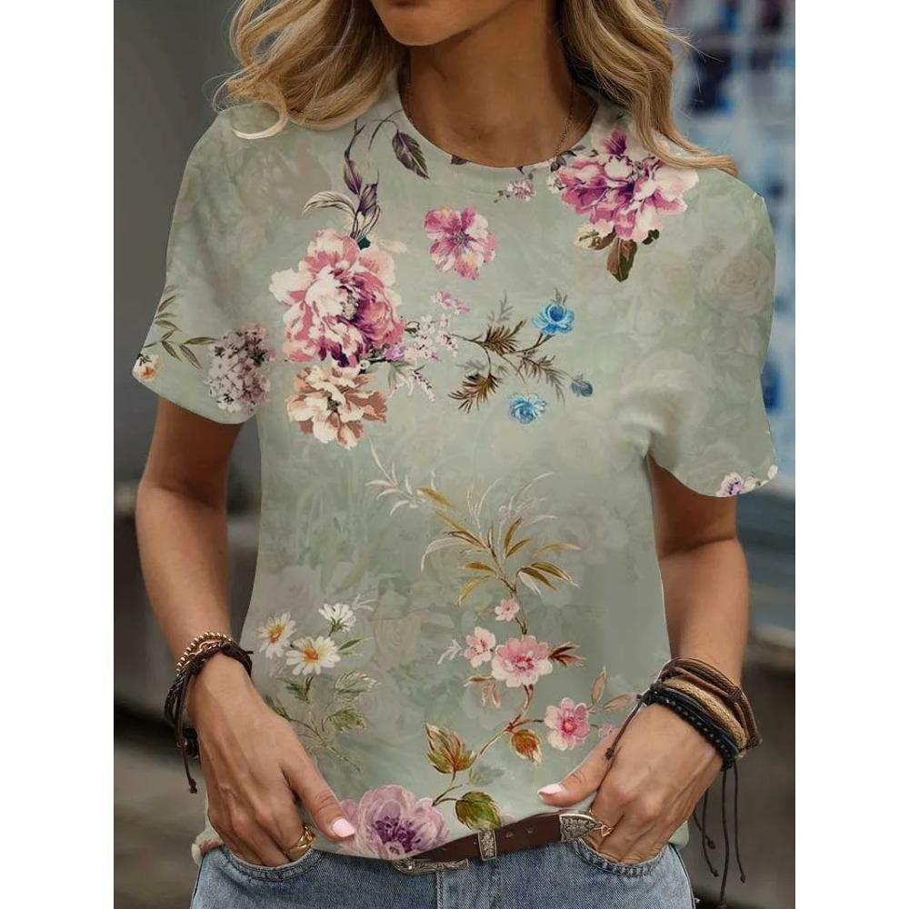 Wholesale Cheap Clothes Shirts & Blouses Summer 2025 Women's Clothing Sales Short Sleeve Camisetas 3D Print Cartoon T-shirts