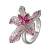 Ring Jewelry Light Luxury New Flower Design Inlaid Open Ruby Women's Fashion