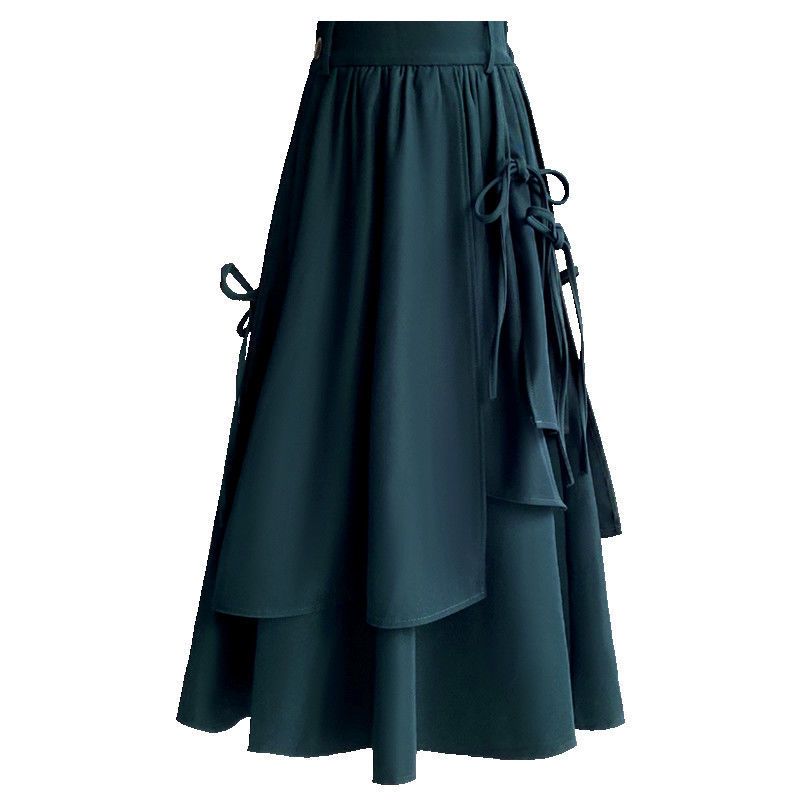 Spring and Autumn Half Length Skirt Women's A-line Skirt High Waist Package Hip Commuting Medium Length Skirt