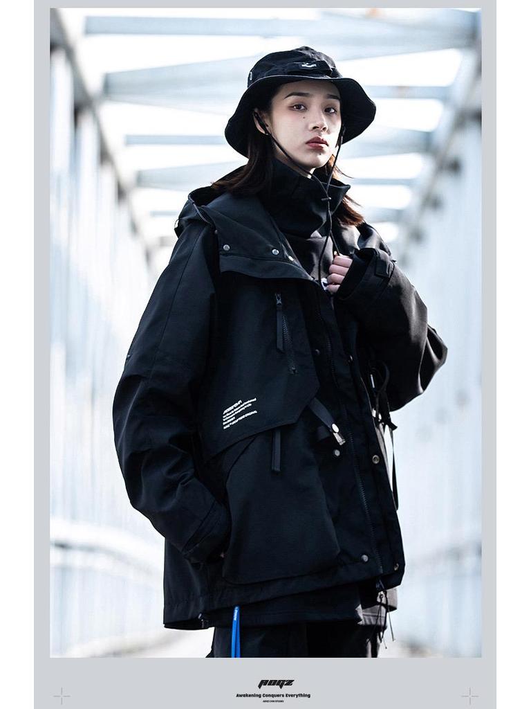 AOGZ Unisex Hooded Windbreaker for Spring/Autumn 2024 - Functional American-Style Jacket