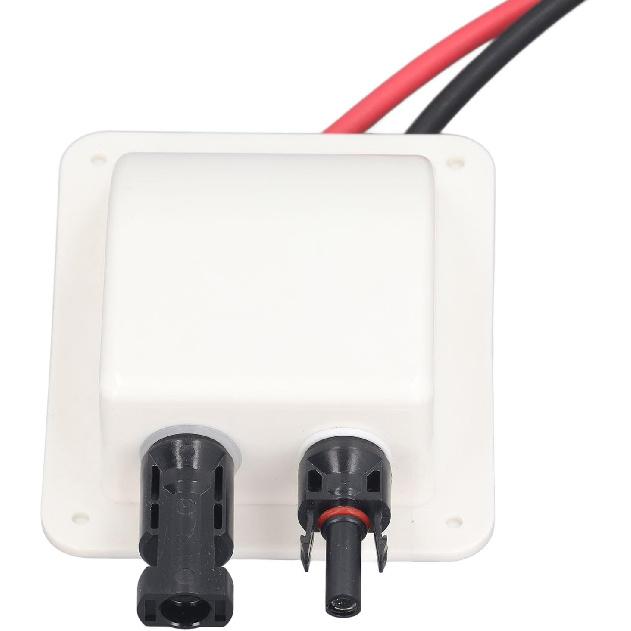 Walfront Solar Double Cable Entry Gland Box Solar Entry Housing with 2m 10AWG Extension Cord for RVs, Boats, Yacht, Roofs