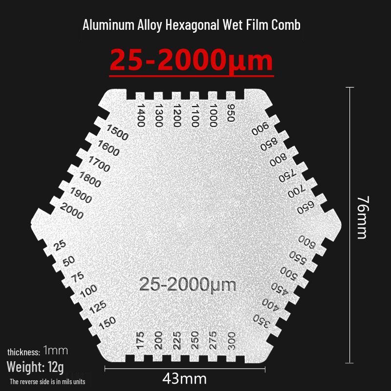 Hexagonal Stainless Steel High-Precision Wet Film Thickness Gauge Comb