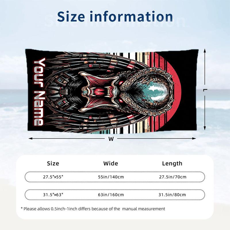 Beach Towel Custom Name Text, Quick Dry Large Towel For Beach HomePredator