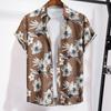 Lapel Short Sleeve Men Shirt Buttons Closure Thin Anti-pilling Summer Flower Printed Hawaiian Shirt Beachwear