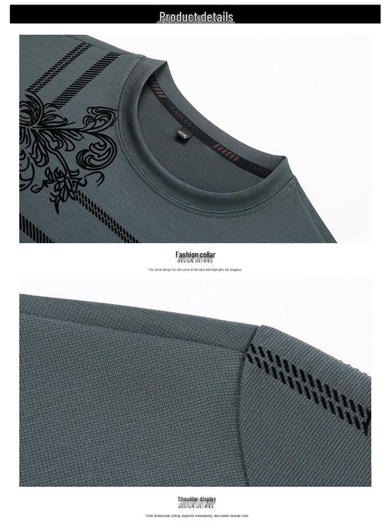 Herr 2025 Rundhals Långärmad Fleece Sweatshirt - Ledig Lös Passform för Höst/Vinter