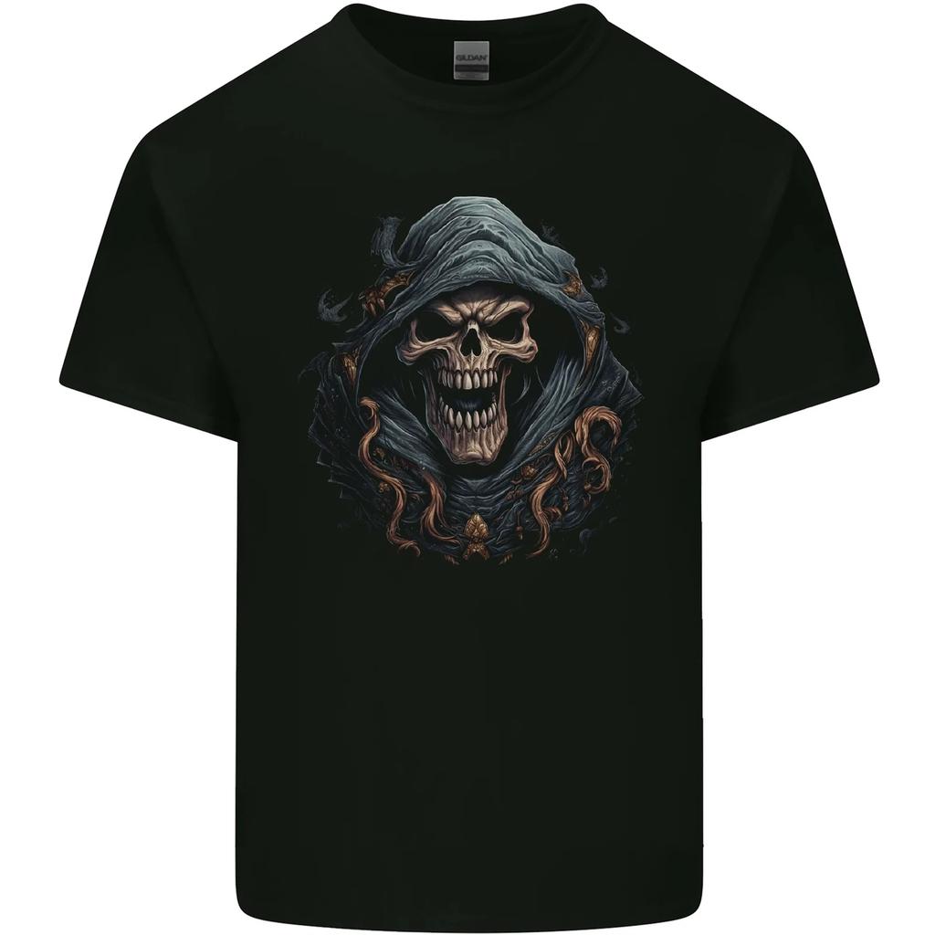 Crazy Grim Reaper Skull Demon Heavy Metal Kids T-Shirt Childrens