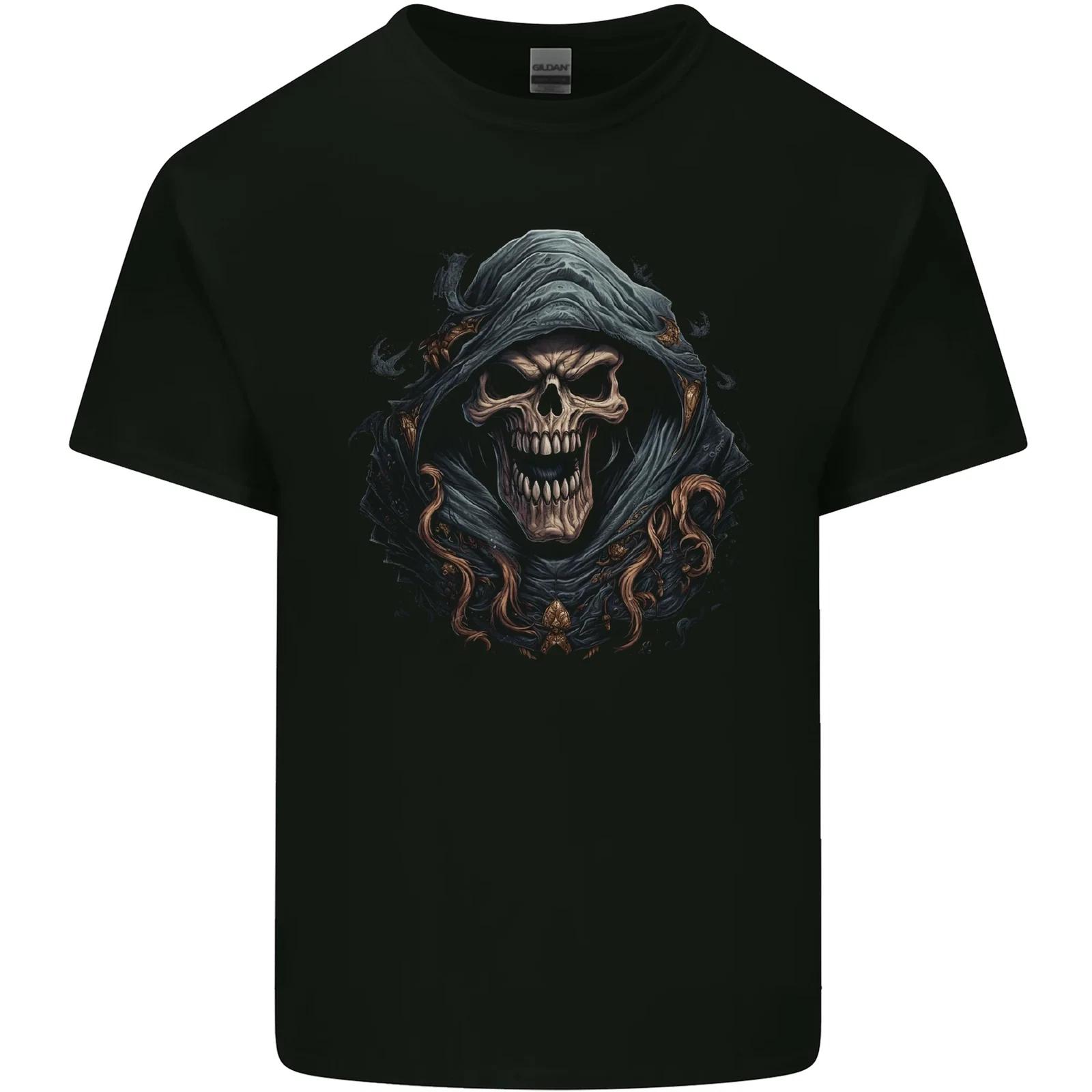 Crazy Grim Reaper Skull Demon Heavy Metal Kids T-Shirt Childrens 4XL
