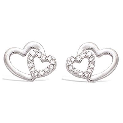 [N6876] - Silver Earrings 'Love' Silver White (rhodium-plated) - 12x10 Mm