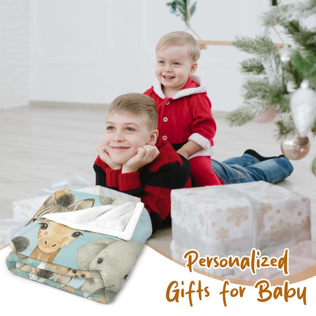 VIKAMA Jungle Dier Cartoon Print Baby Deken. Zacht, Comfortabel, Wasbaar En Vuilafstotend, Voor Pasgeboren Doopfeesten En Slaapjes