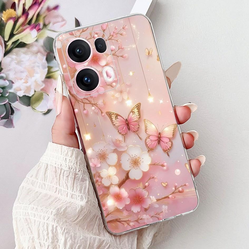 For OPPO Reno13 Pro 5G Case CPH2697 Fashion Flower Butterfly Soft Silicone Phone Cover For OPPO Reno 13 CPH2689 Reno13Pro Bumper