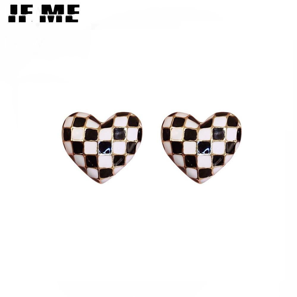 

IF ME корейские модные черно-белые серьги с сеткой «Любовь», женские аксессуары для колосков, ювелирные изделия