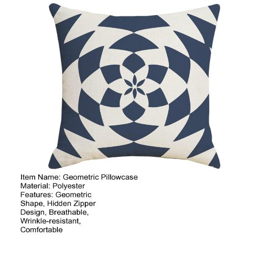 Geometric Pillow Cover, Washed Linen Look Throw Pillow Case with Hidden Zipper, Minimalist Cushion Cover for Sofa, Bed, Office, Cozy Home Decor