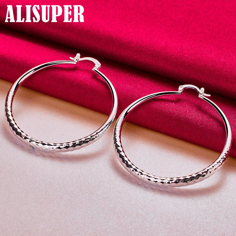 Bijuterii cercei cu cerc cu cerc mare de 50 mm din argint sterling 925