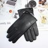 Men's Imported Sheepskin Touch Screen Gloves Winter Thickened Warm Rabbit Fur Leather Driving Gloves