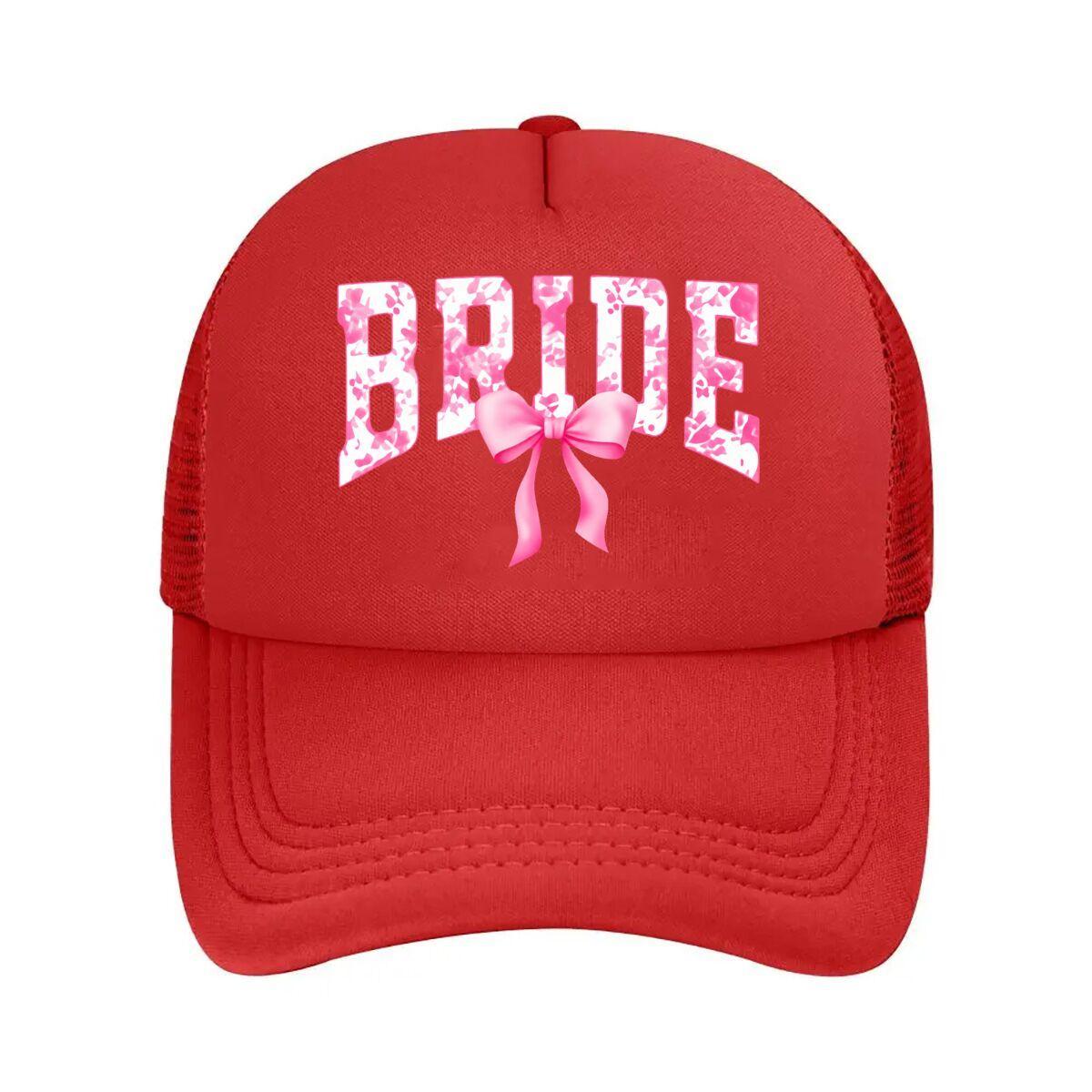 Pink Camo Bow Bride Bachelorette Mesh Baseball Cap Hip Hop Adjustable