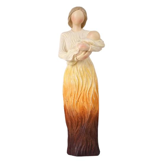 Resin Carving Family Figurine, Mother Father Son Daughter Statue, Hand-Painted Parents Kids Sculpture, Gift for Mother's Day Father's Day