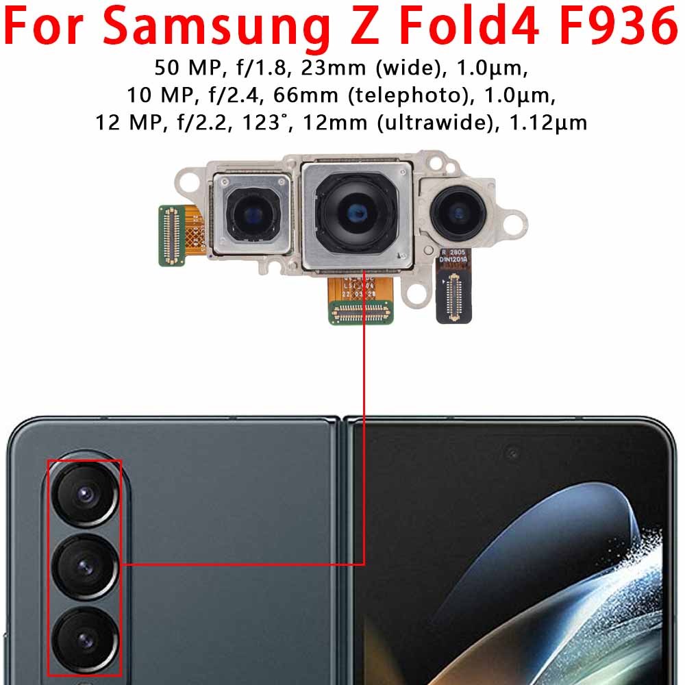 Rear Back Camera For Samsung Galaxy Z Fold Fold2 Fold3 Fold4 Fold5 5G Camera Module Backside View Replacement Spare Parts