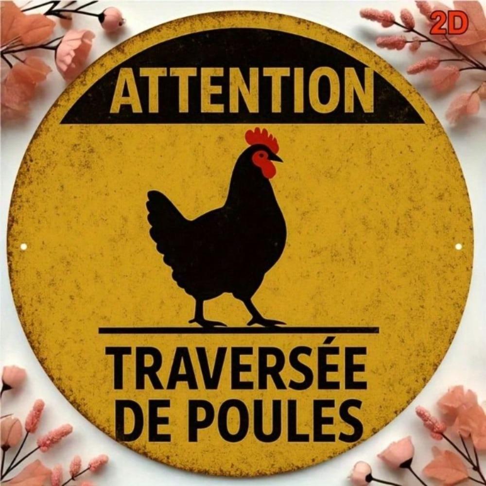 Vintage French Chicken Coop Metal Poster, Wall Art for Fence English: Vintage French Chicken Coop Metal Poster, Wall Art for Fence