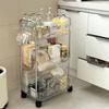 Multi Layer Clear Rolling Cosmetic Organizers Mobile Storage Cart For Bedroom Bathroom Makeup Essential