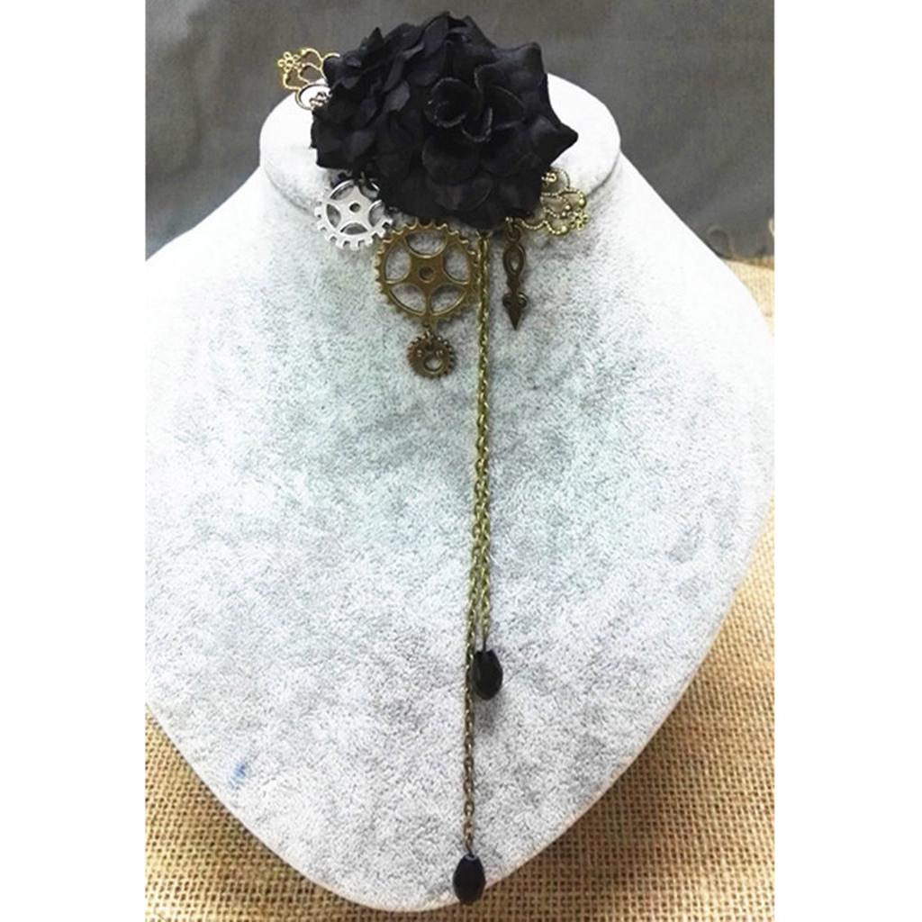 Vintage Steampunk Kvetinová spona do vlasov Punková Gotická pokrývka hlavy Štipce do vlasov Sponky do vlasov Doplnky do vlasov Strapaté Reťazová spona do vlasov