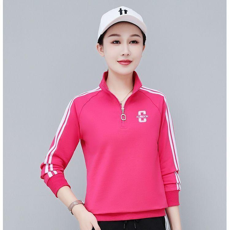 Spring and autumn new half-zip sweatshirts, fashionable ghost step dance fitness wear, square dance apparel, sports sets for women