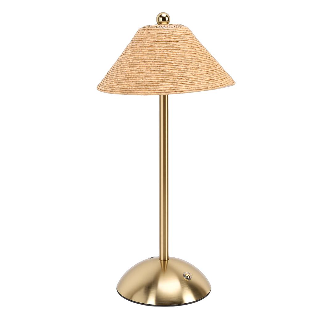 Table Lamp 3 Colors Cordless Handwoven Paper Rope Lampshade Bedside Table Lamp for Bedroom