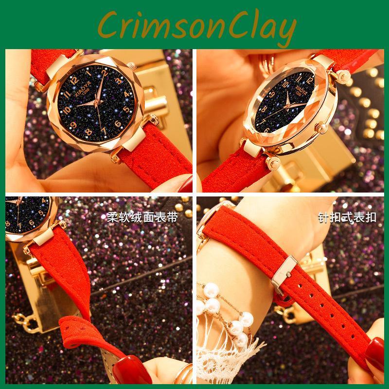Stylish Women Wristwatch Featuring A Luminous Starry Sky And Rhinestone Details