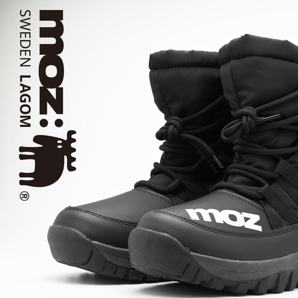 Mozu Winter Snow Padded with Fleece Size Size L Men's Mid-Length Boots, Waterproof, Non-Slip, Water-Repellent, Lining, Black, 5686, (5686,BLK,L)