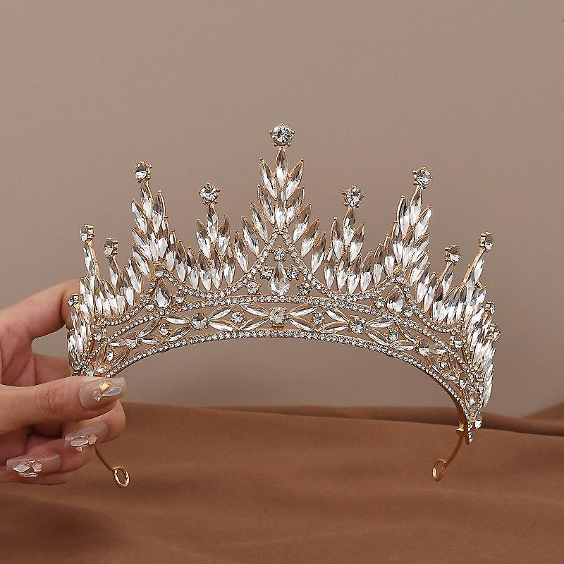 Full Diamond Princess Bridal Leaf Crown and Hair Accessories