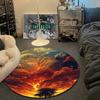 Boho Round Butterfly Multicolor Rug Mat, Non-Slip Floor Mat for Nursery