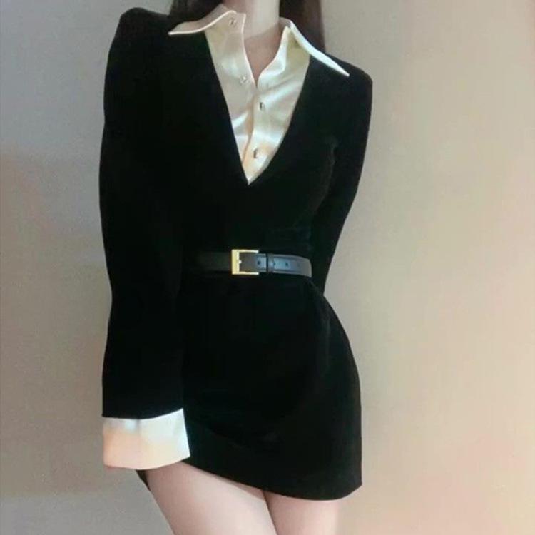 

Hepburn-Style Two-Piece Dress: Slimming Shirt & Flattering Short Skirt - New Hot Girl Design S 70-90 lbs