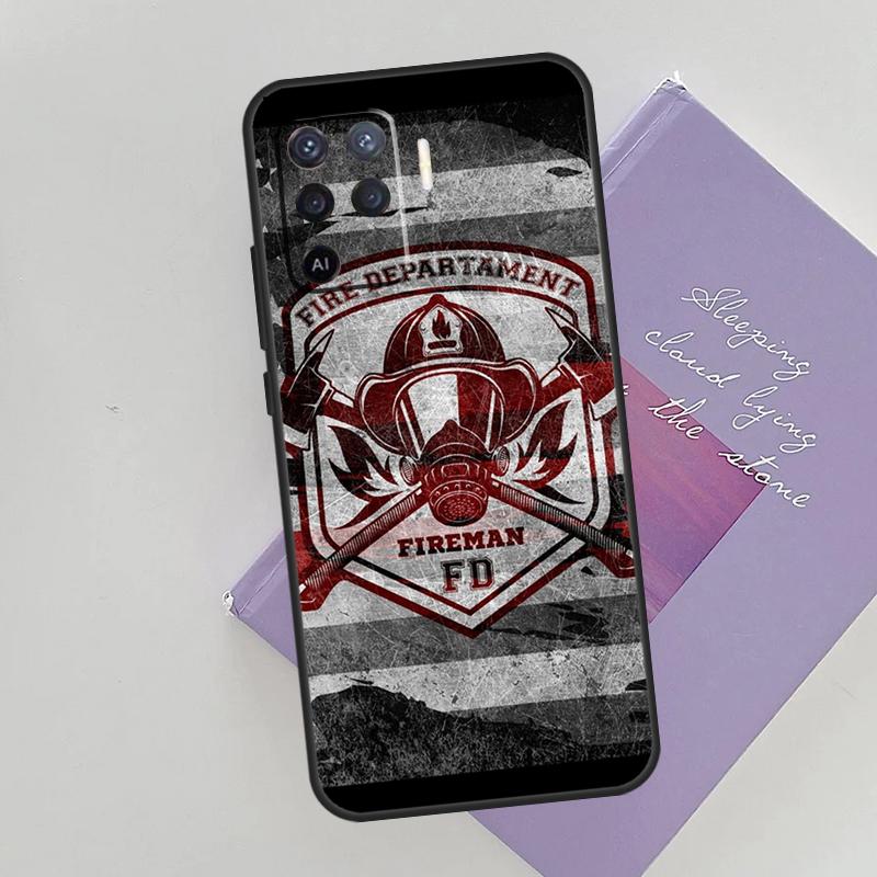 Firefighter Fire Department Fireman Phone Case For Oppo A54 A74 A94 A15 A16 A17 A52 A72 A76 A96 A57 A58 A78 A98 A53S Cover Case