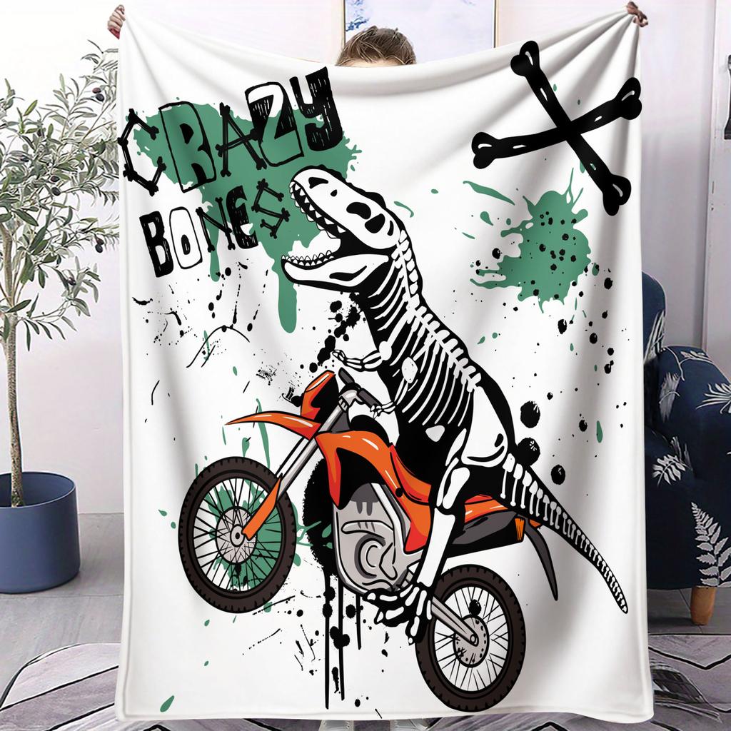 1PC Dinosaur Skeleton Tropical Fleece Throw Blanket for Fans Quality Soft Warm Blanket for Travel Picnic Home for Girl Boy