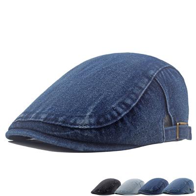 Denim-Baskenmütze für Herren, britischer Zeitungsjungenhut, Vorwärtshut, weiblich, Malerhut, Schirmmütze, flache Kappen