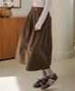 MALOUPE 3111 Brushed Collared Denim Skirt (Brown)