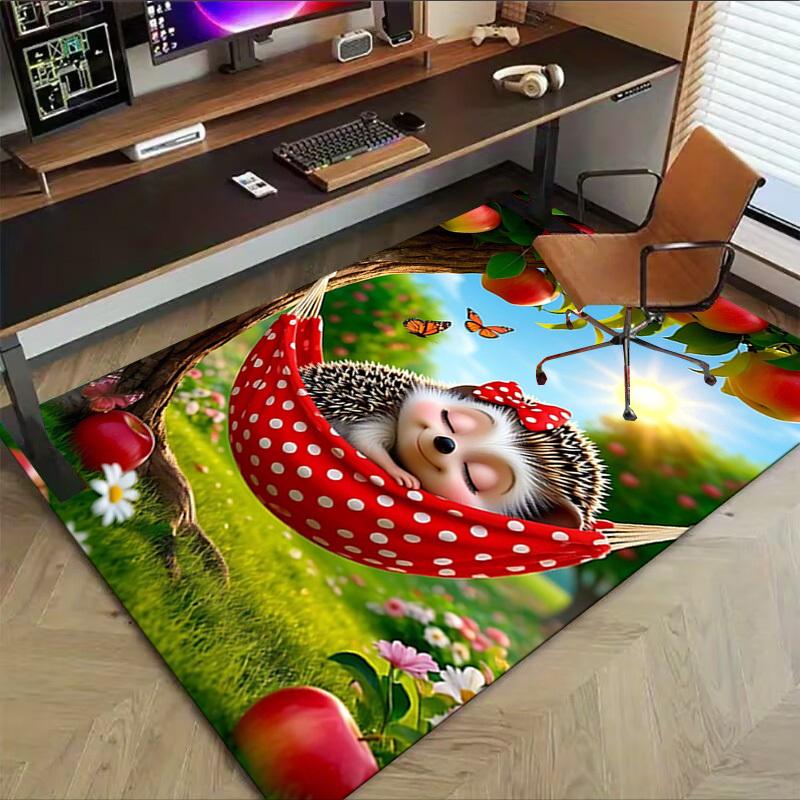 1PC Hedgehog, Hammock Extra Large Non Slip Floor carpet, Office, family, bedroom, Studio Large Area Rug Indoor Rugs, Vibrant Colors