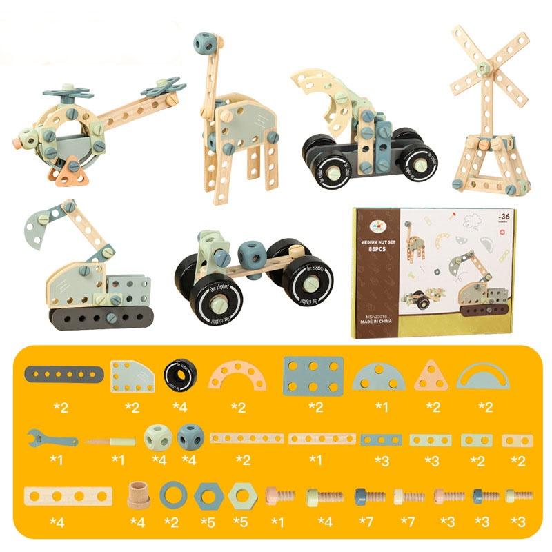 Wooden Diy Nut Combination Creative Screw Toy For Children Educational Building Blocks Puzzle Game