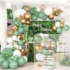Sage Green Balloon White Gold Confetti Avocado Green Jungle Tropical Themed Wedding Birthday Bridal Party