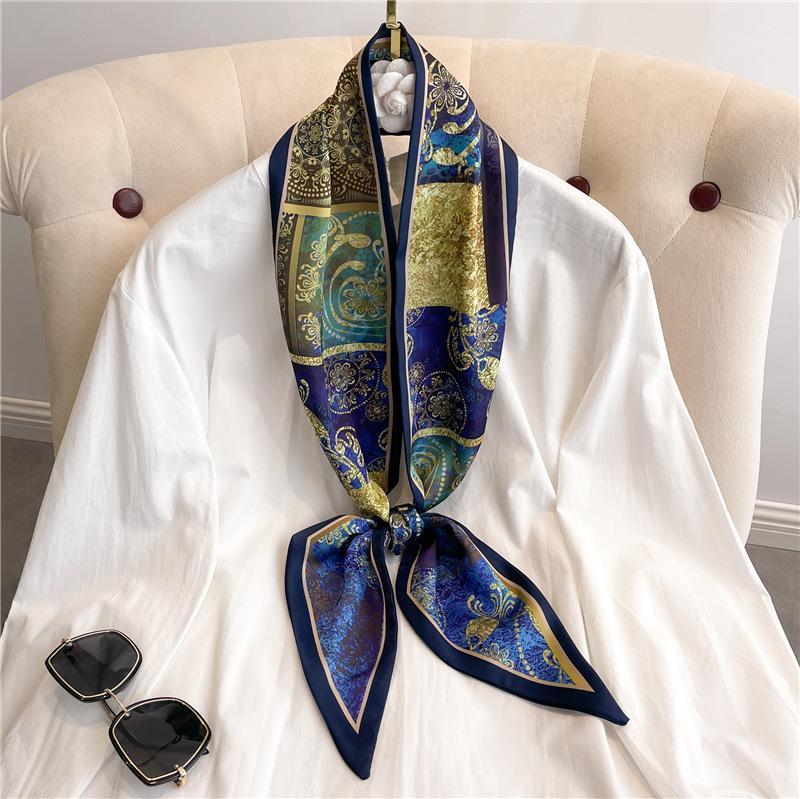 Scarf, Long Silk Scarf, Versatile Silk Scarf, Double-Layer Simulated Silk, Diagonal Scarf, Autumn And Winter Hair Binding And Scarf