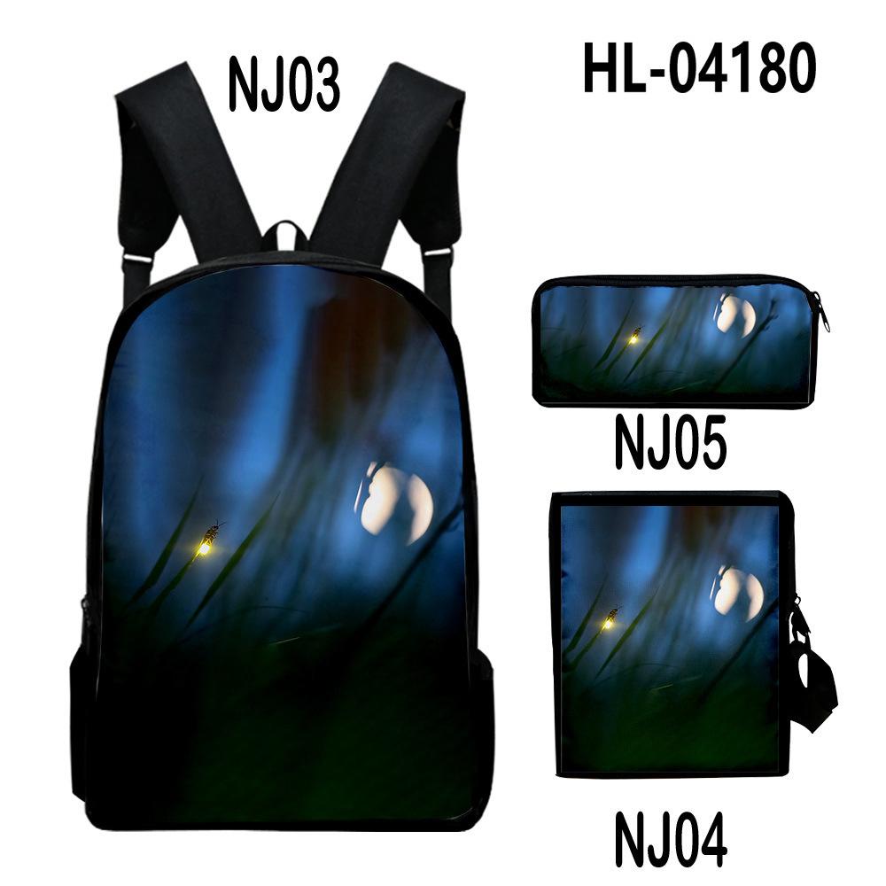 Classic Popular Classic Fireflies 3D Print 3pcs/Set pupil School Bags Laptop Daypack Backpack Inclined shoulder bag Pencil Case